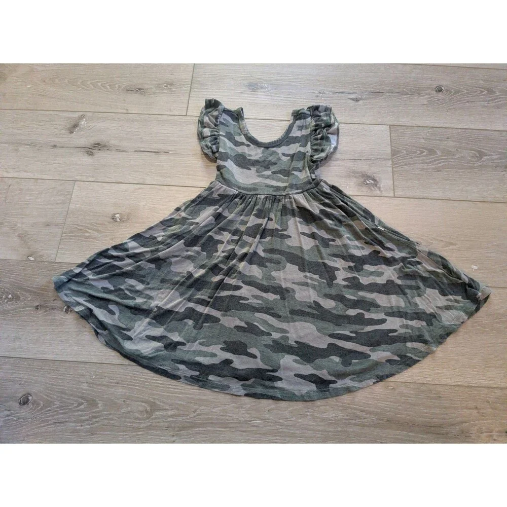 Play by Little Sleepies Dress Green Camo Camoflauge Stars Bamboo Girls 4T - Picture 2 of 6